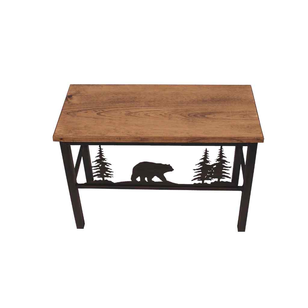24in. Iron Bear And Tree Scene Bench- Kodiak Kodiak/Stain