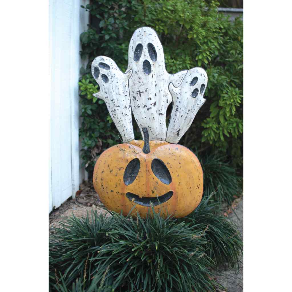 Jack-O-Lantern And Ghost Yard Art Orange