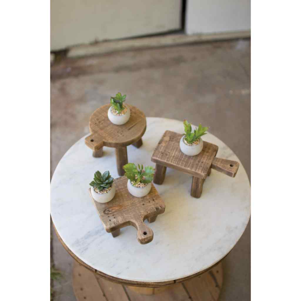 Set Of Three Cutting Board Risers - One Each Design Brown