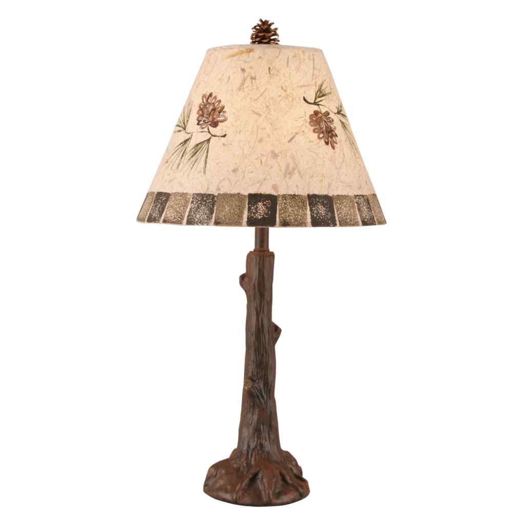 Rust Tree Trunk Table Lamp with  Pine Cone And Blocks Table Lamp Rust