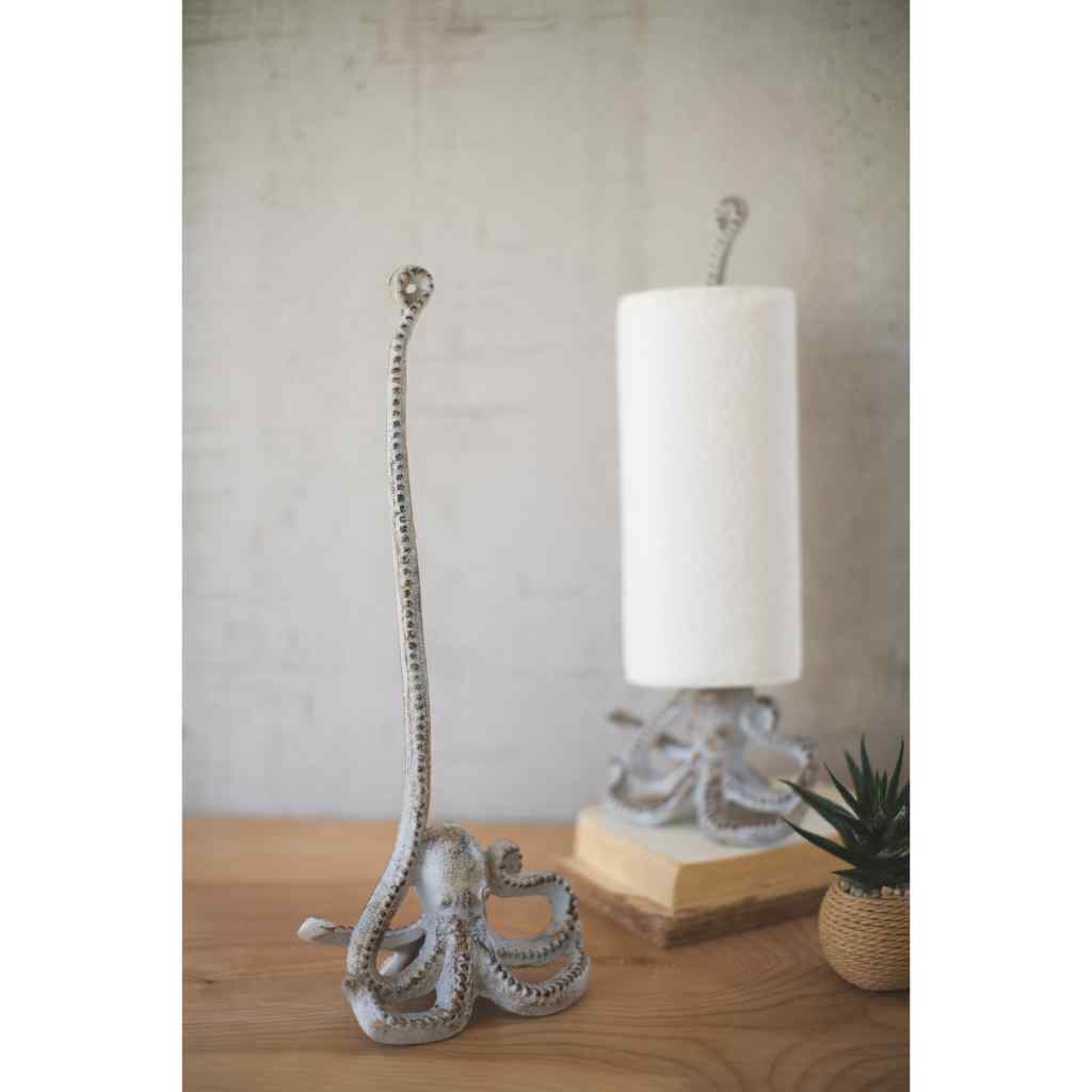 Cast Iron Octopus Paper Towel Holder Grey