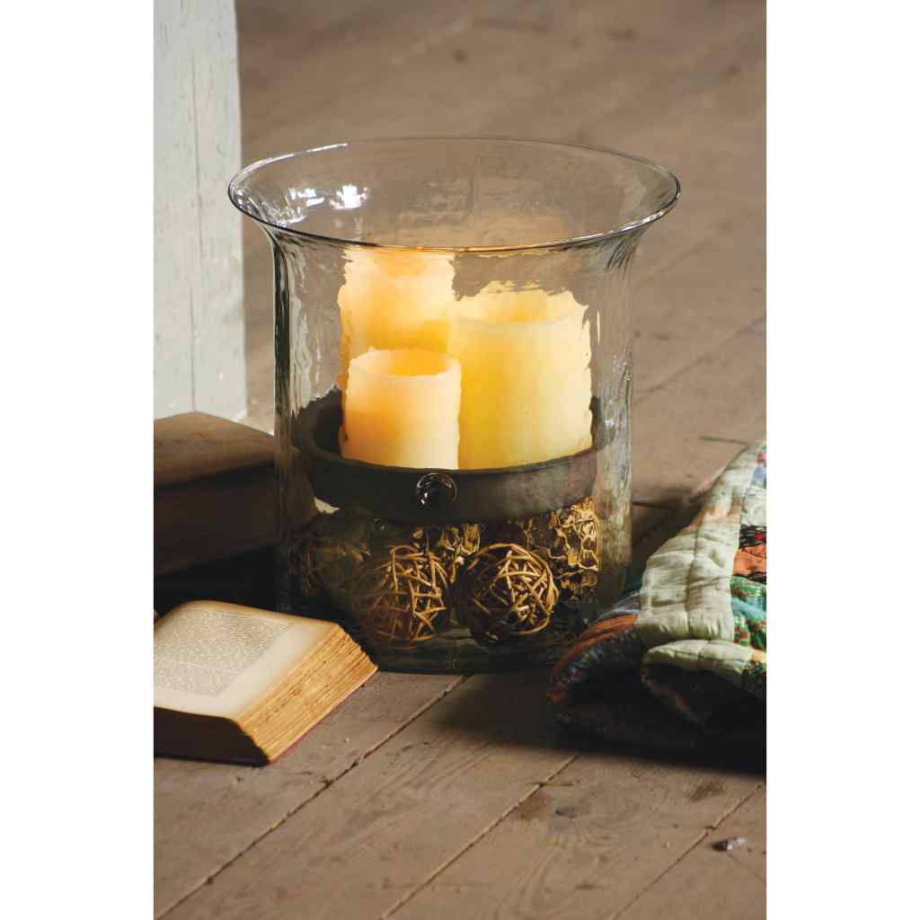 Giant Glass Candle Cylinder With Rustic Insert Clear