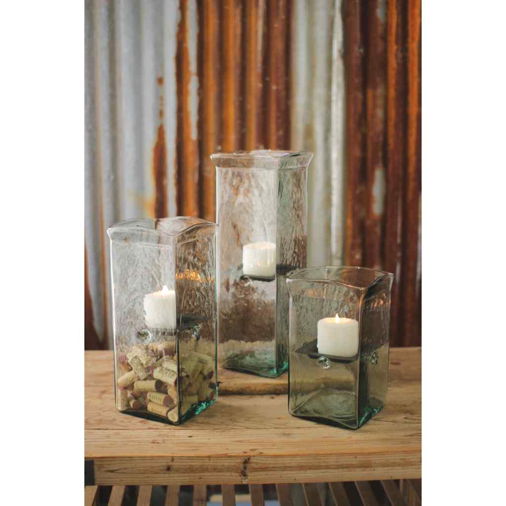 Square Candle Hurricane - Large Clear