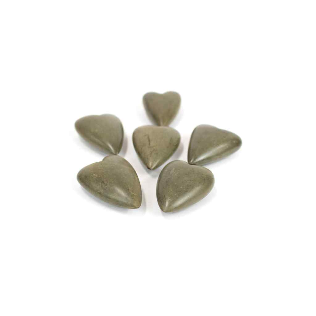 Set Of Six Hand-Carved Stone Hearts - Grey Grey