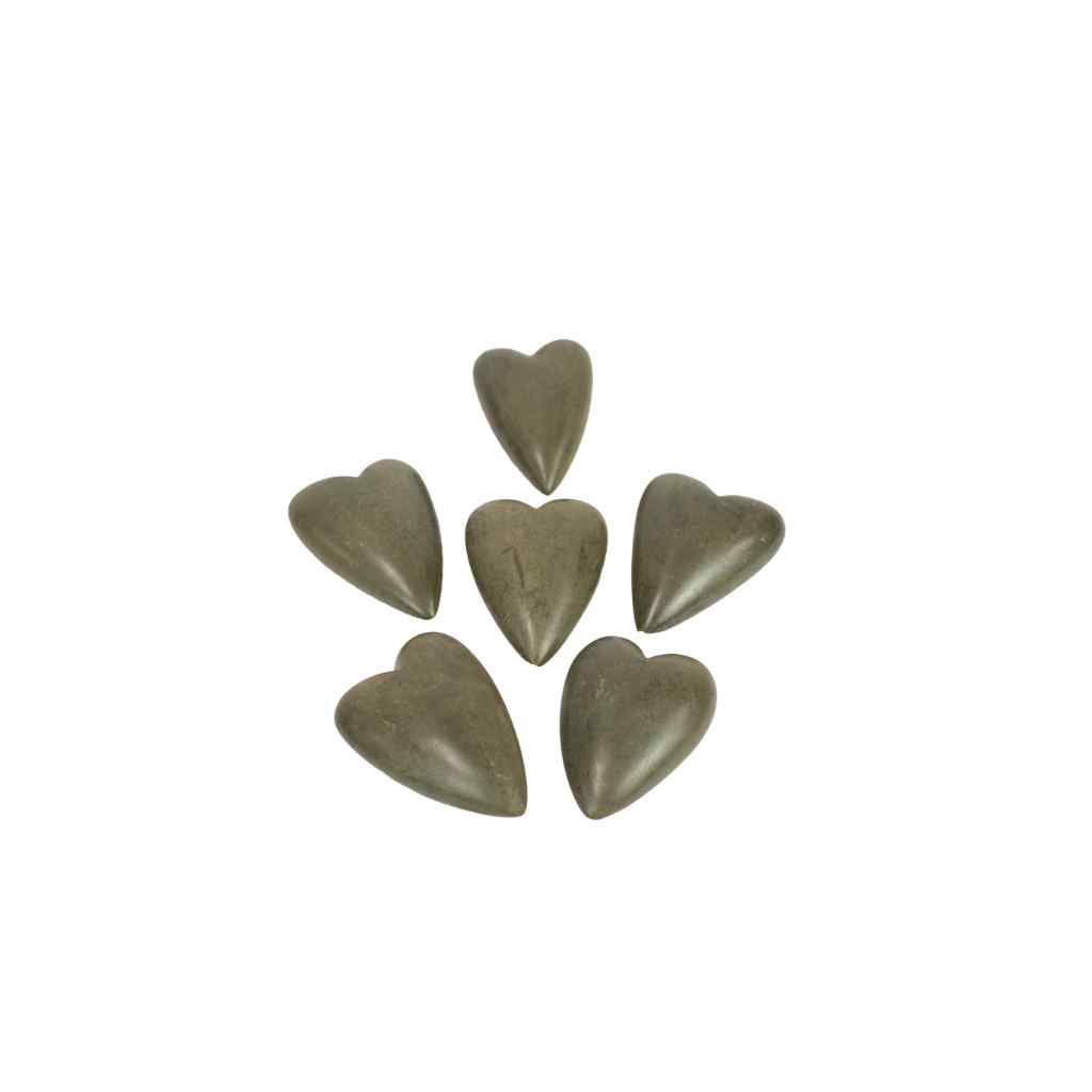 Set Of Six Hand-Carved Stone Hearts - Grey Grey