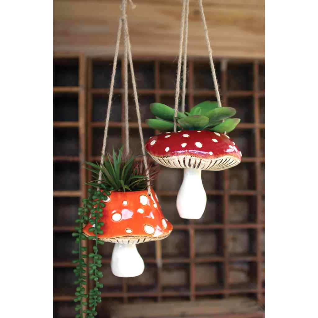 Buy Set Of Two Ceramic Toadstool Hanging Planters | Great Furniture ...