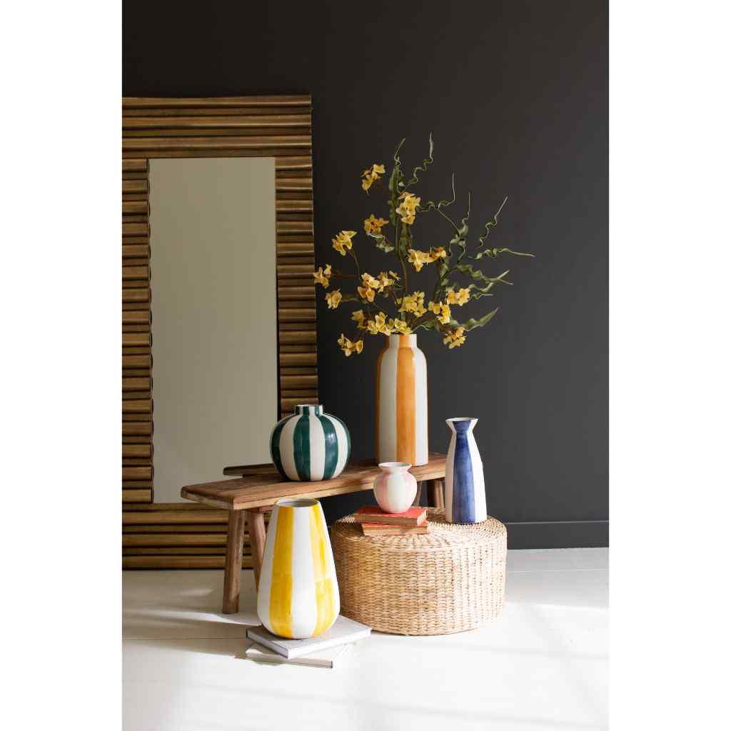 Set Of Five Colored Ceramic Striped Vases Multi