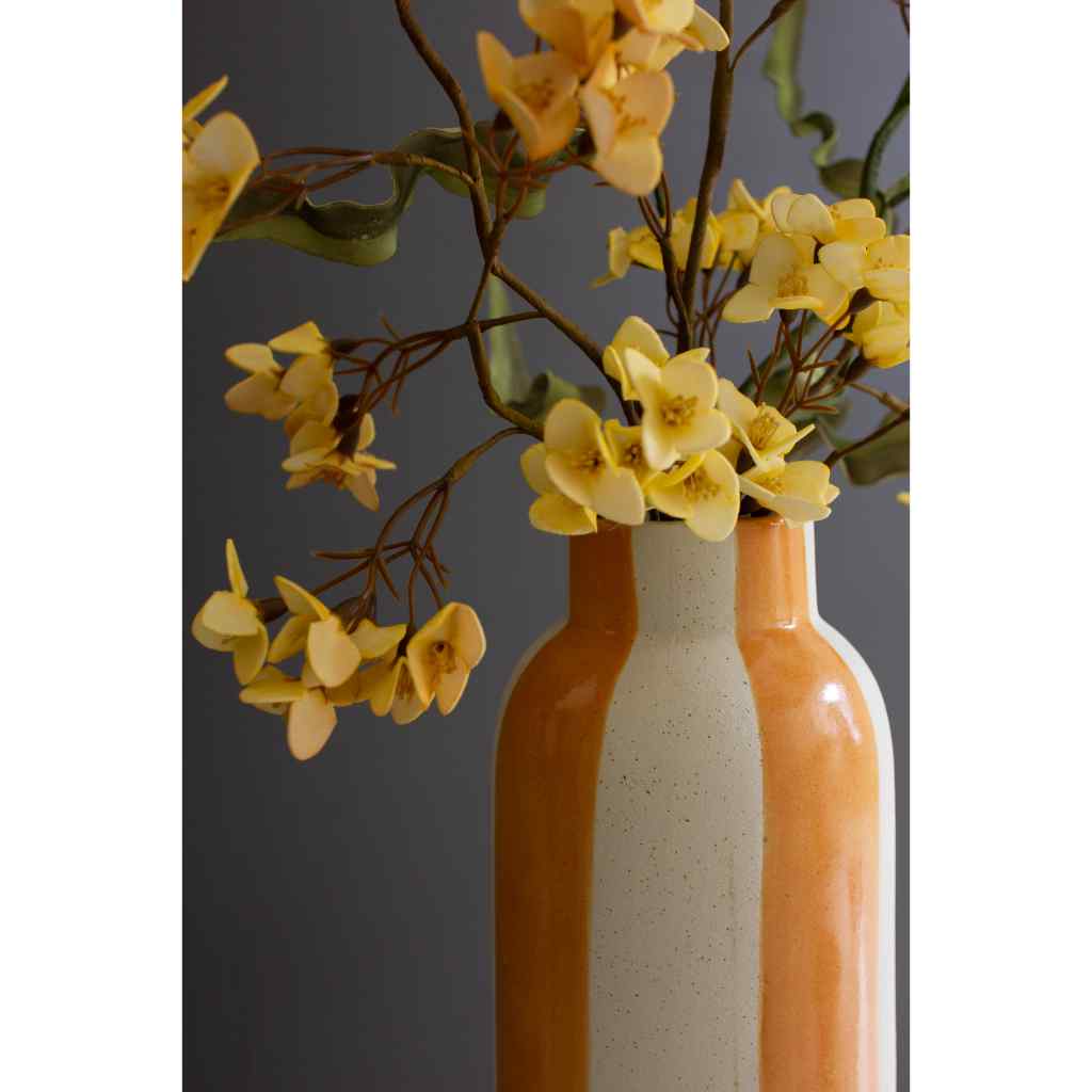 Set Of Five Colored Ceramic Striped Vases Multi
