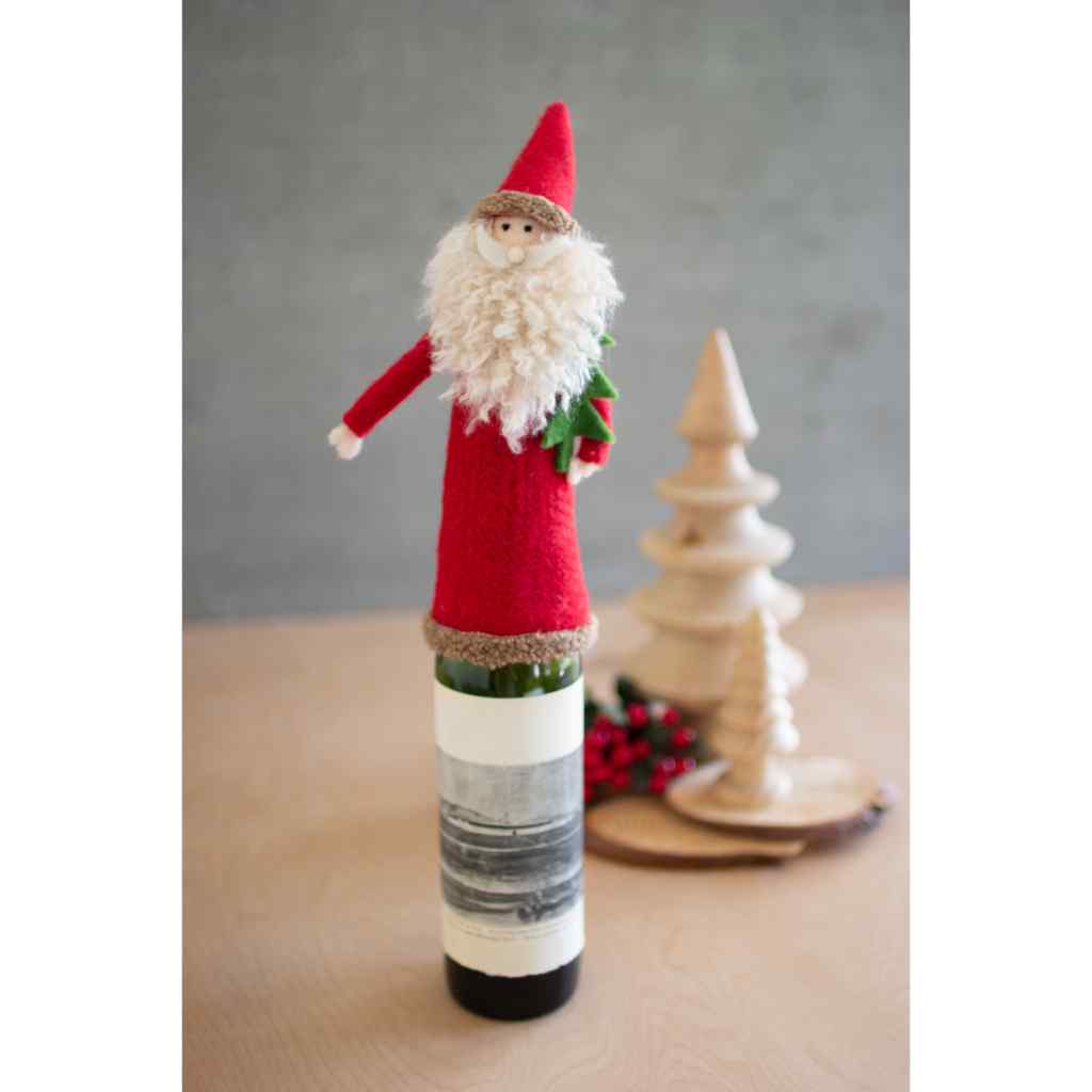 Felt Santa Wine Topper Multi