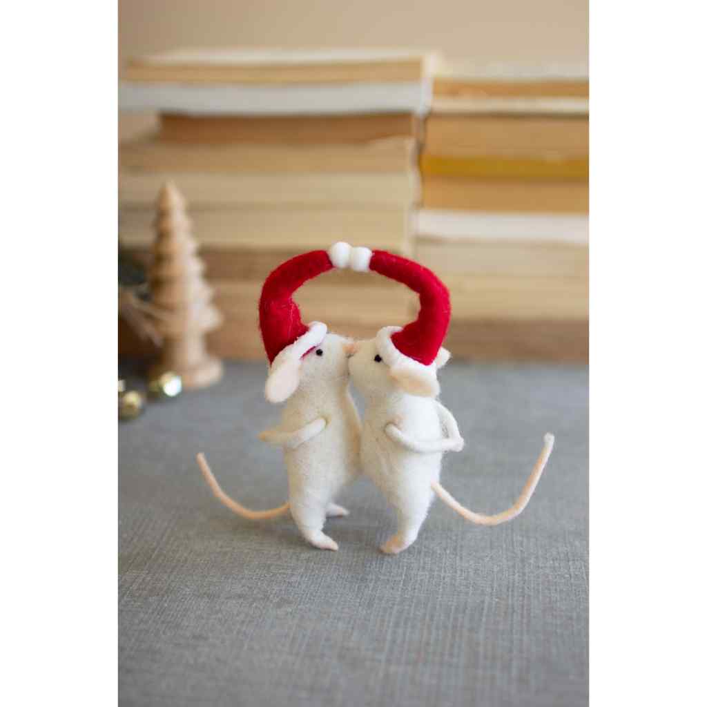 Kissing Felt Christmas Mice Multi