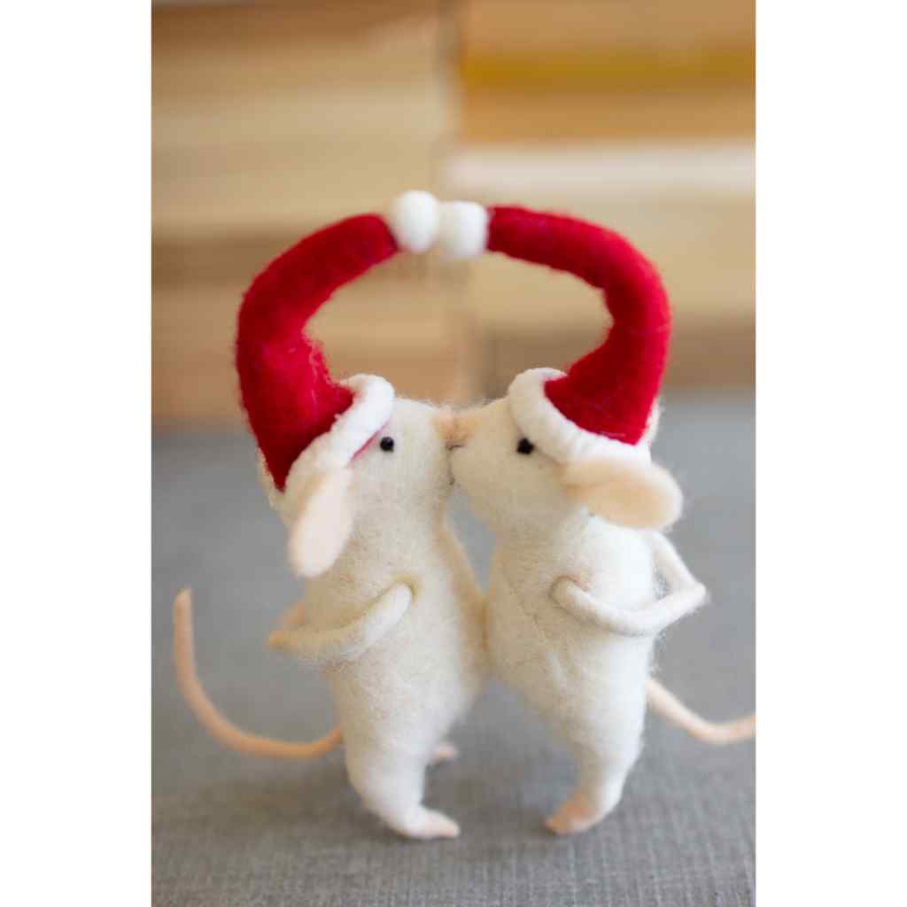 Kissing Felt Christmas Mice Multi