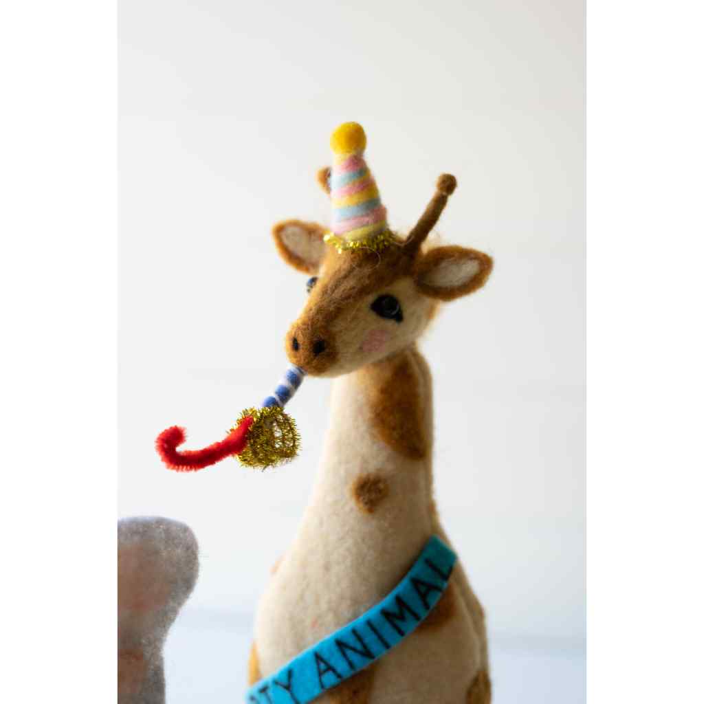 Set Of Three Felt Party Animal Bottle Toppers - One Each Design Multi