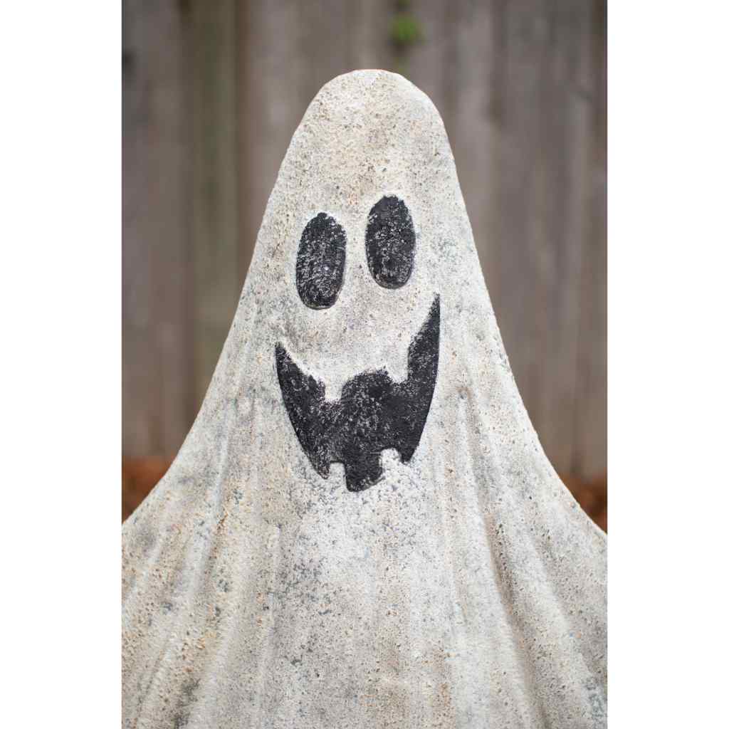 Set Of Two Painted Metal Ghosts grey