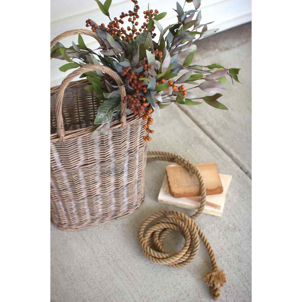 Set Of Two Tall Oval Wicker Baskets Brown
