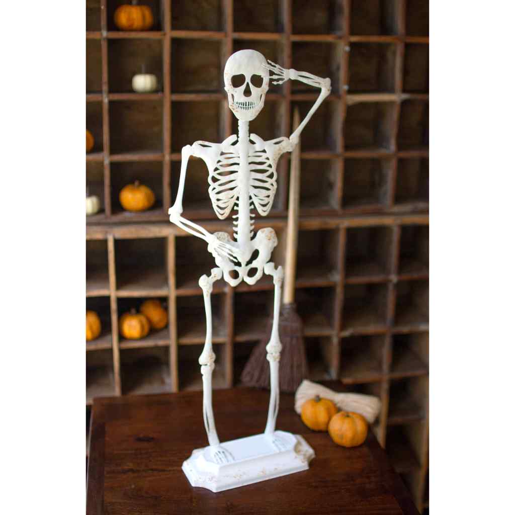 Rustic White Metal Skeleton On A Stand White