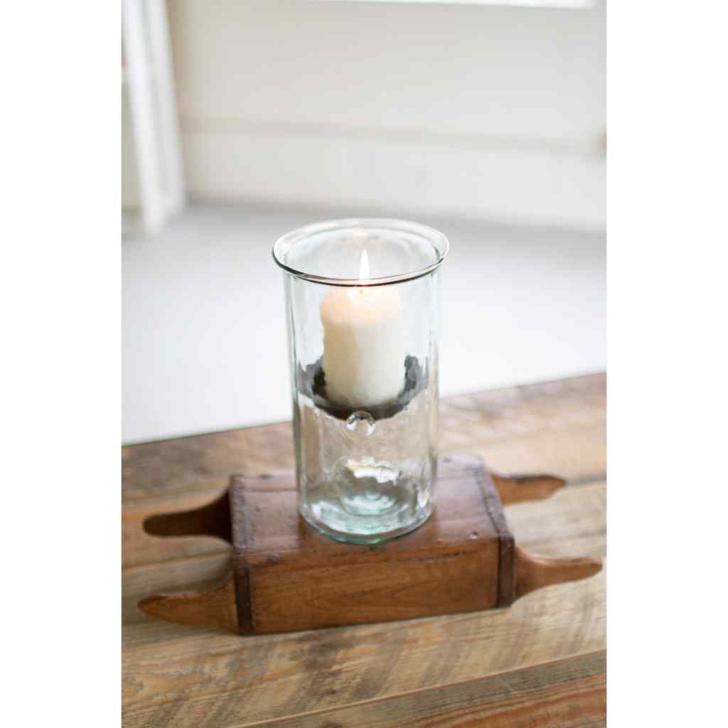 Mini Glass Candle Cylinders W Rustic Insert - Medium Clear