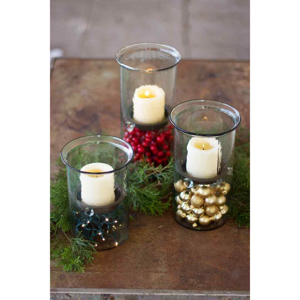 Mini Glass Candle Cylinders W Rustic Insert - Medium Clear