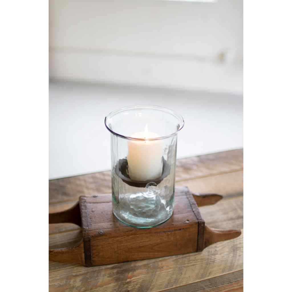 Mini Glass Candle Cylinders W Rustic Insert - Small Clear