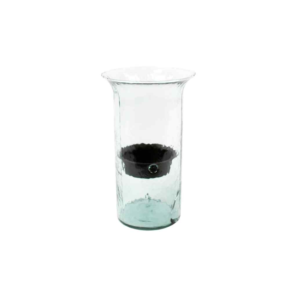 Original Glass Candle Cylinder W Rustic Insert - Medium Clear
