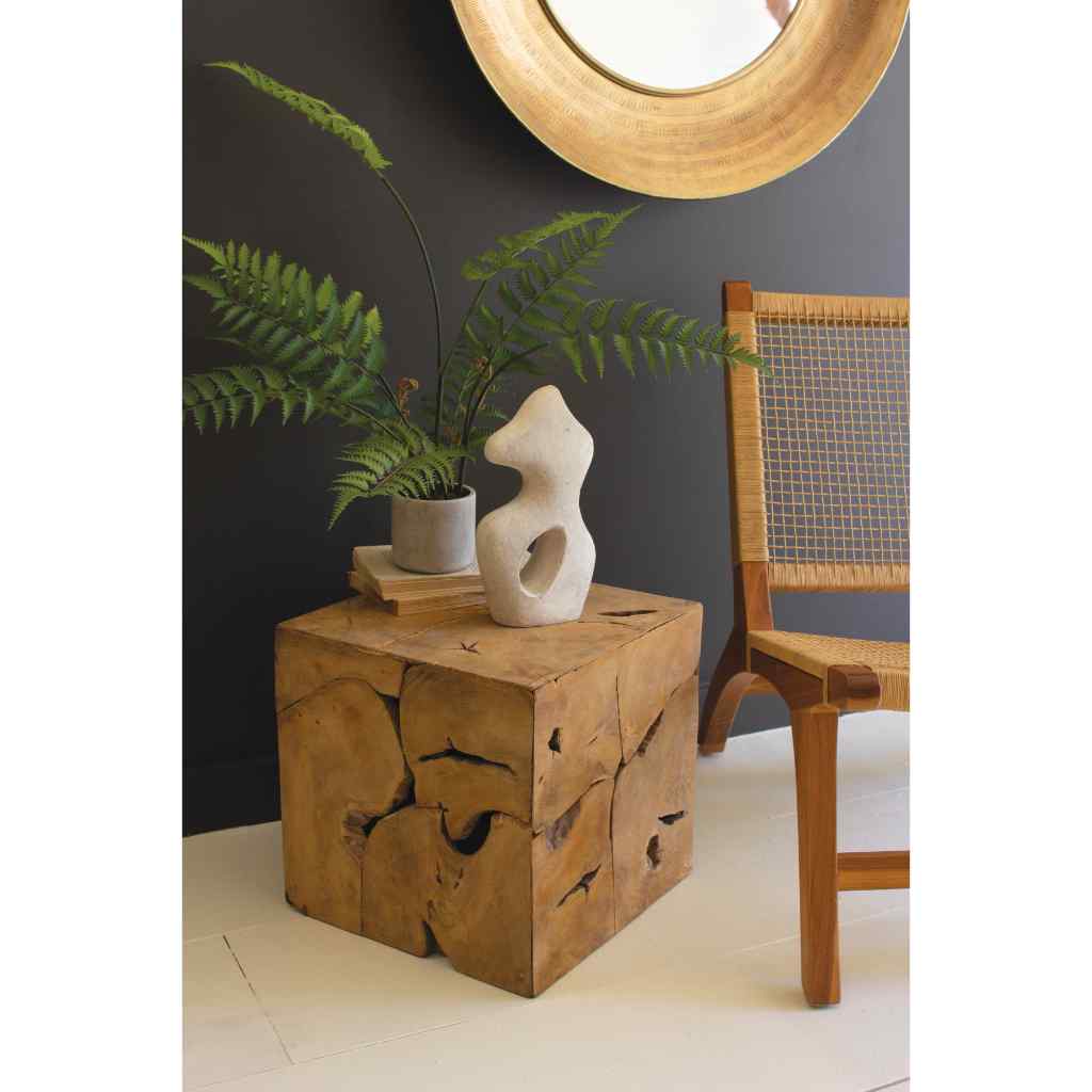 Rustic Teak Wood Cube Brown