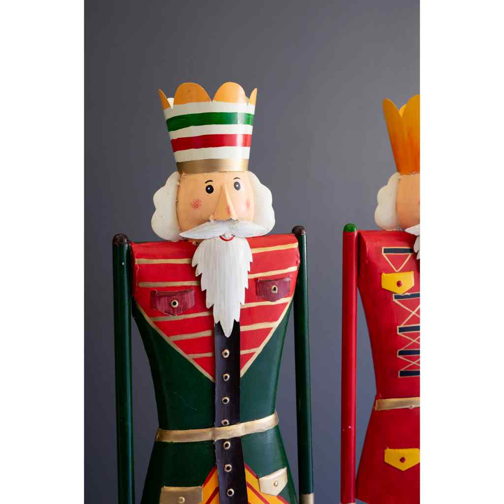 Set Of Two Painted Metal And Wood Nutcrackers Multi