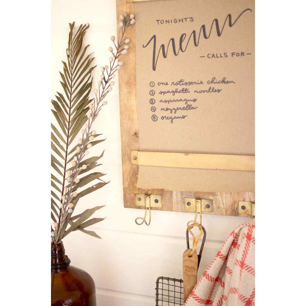 Wooden Wall Note Roll With Coat Hooks Gold