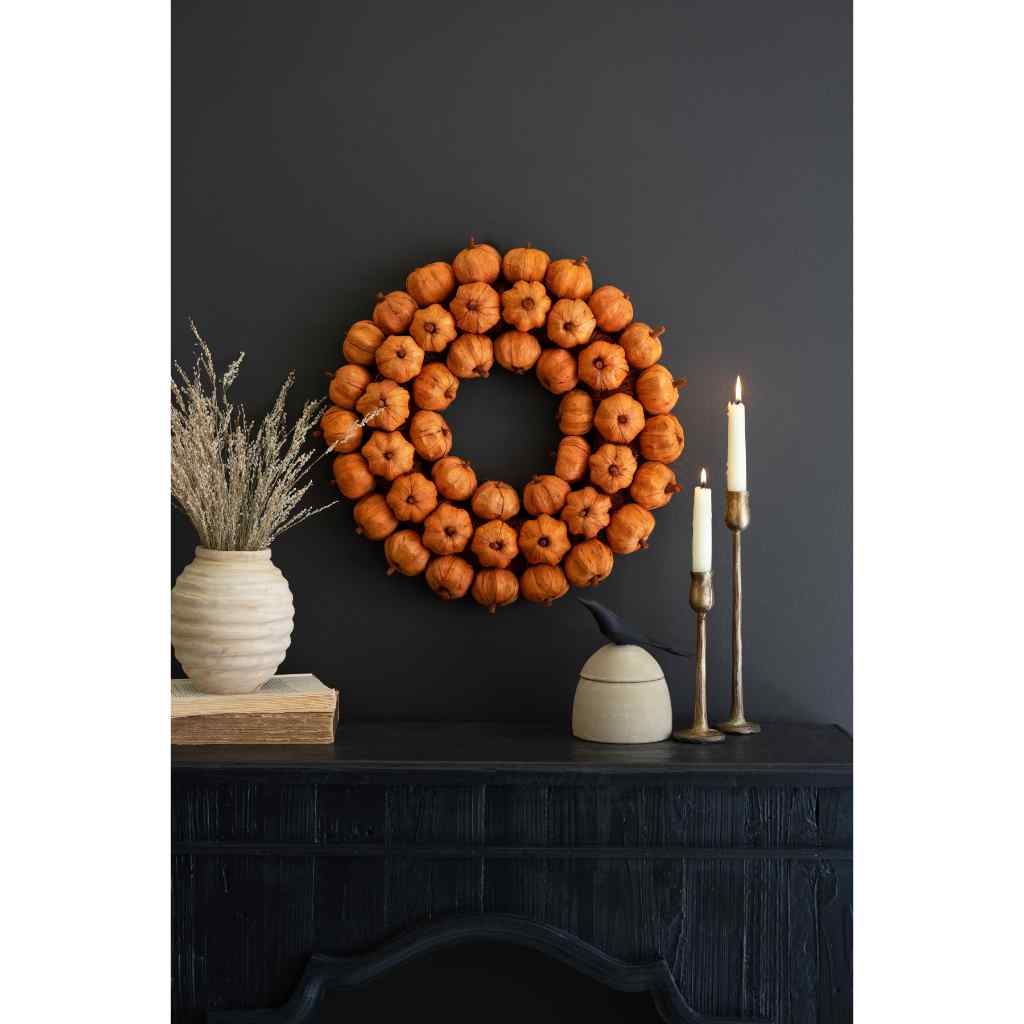 Orange Faux Pumpkin Wreath Orange