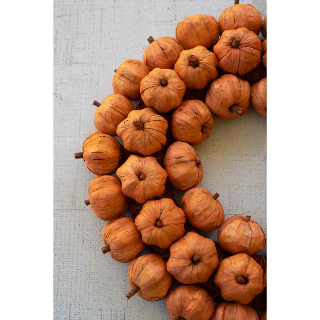 Orange Faux Pumpkin Wreath Orange