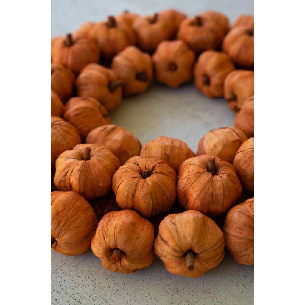 Orange Faux Pumpkin Wreath Orange