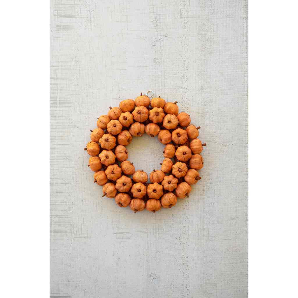 Orange Faux Pumpkin Wreath Orange