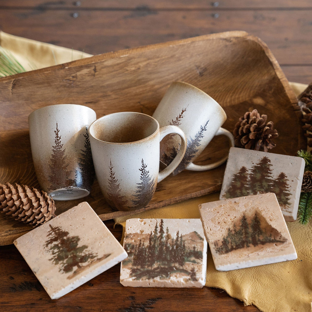 Clearwater Pines Mug & Scenery Tree Coaster 8PC Set from HiEnd Accents