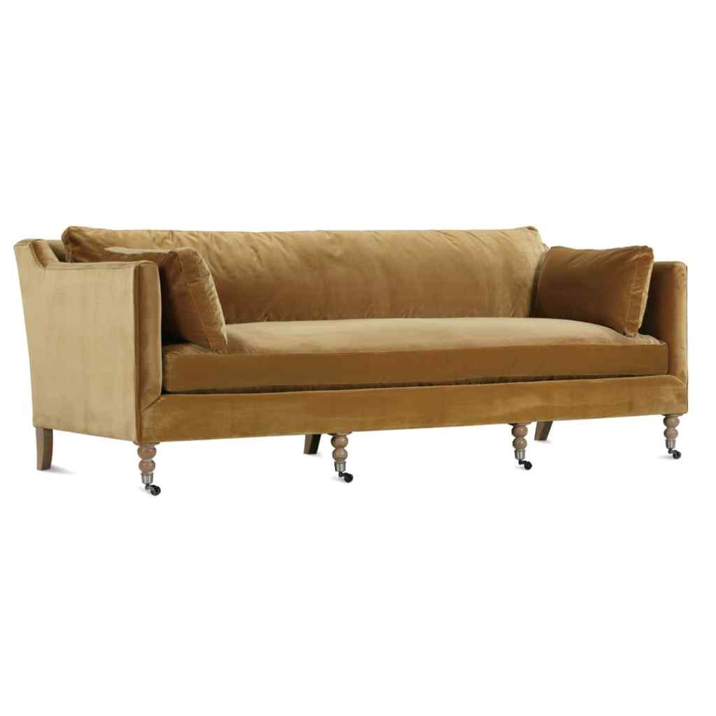 90” Madeline Sofa - Antiqued Amber Velvet Brass