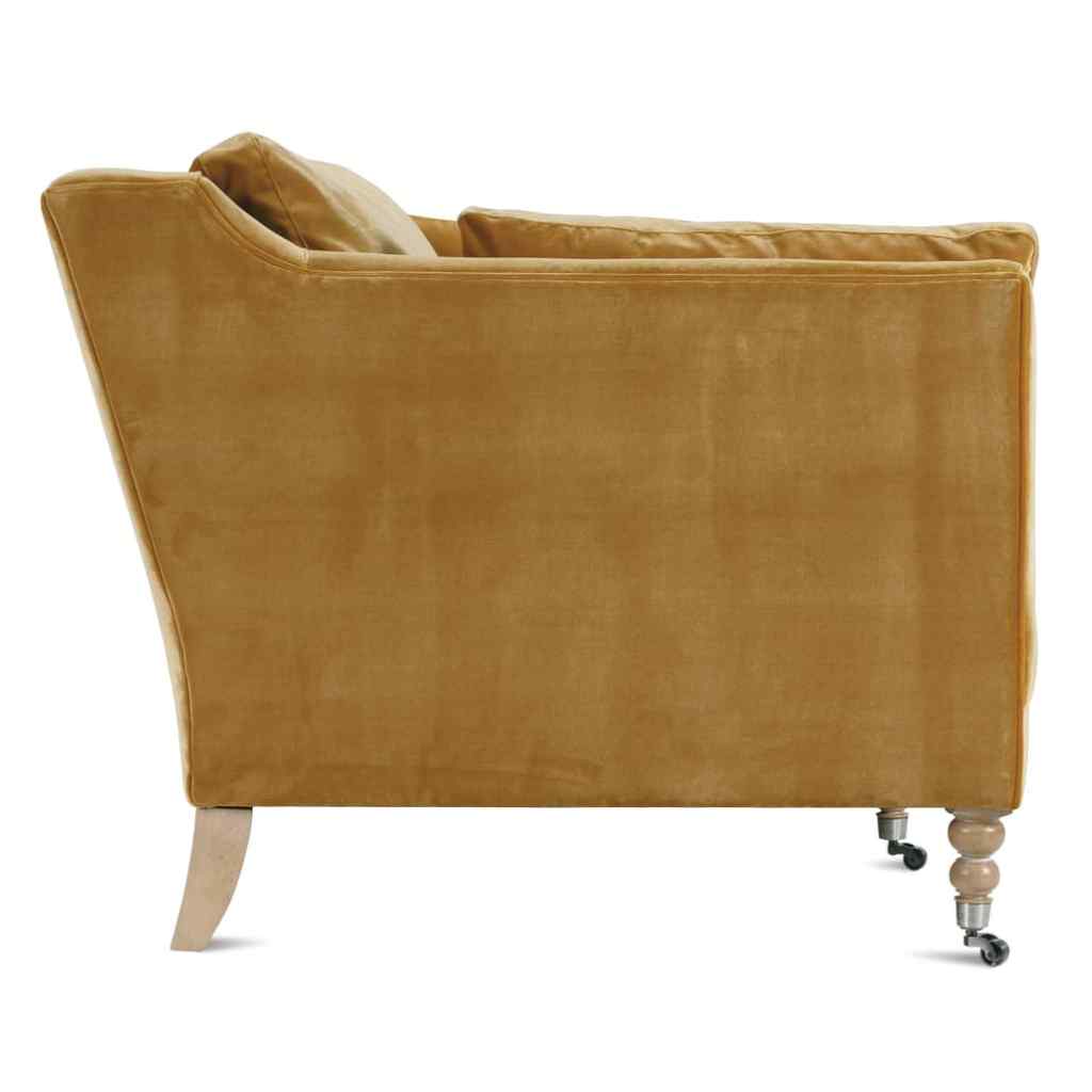 90” Madeline Sofa - Antiqued Amber Velvet Brass