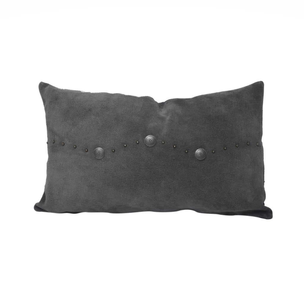 Western Suede Antique Silver Concho & Studded Lumbar Pillow from HiEnd Accents