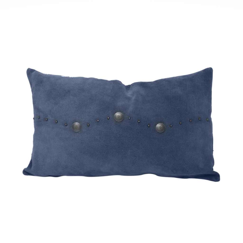 Western Suede Antique Silver Concho & Studded Lumbar Pillow from HiEnd Accents