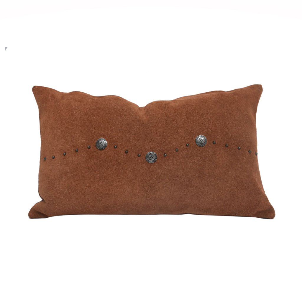 Western Suede Antique Silver Concho & Studded Lumbar Pillow from HiEnd Accents