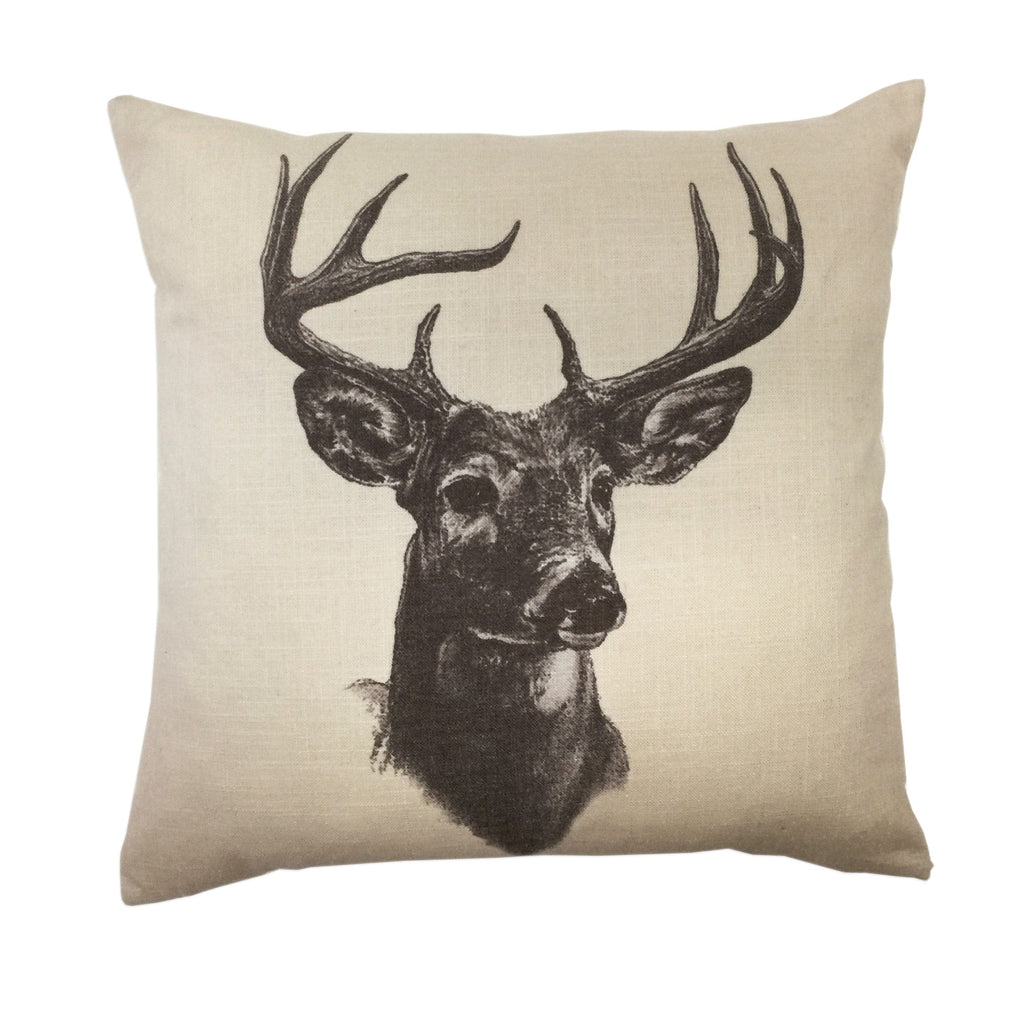 Whitetail Deer Linen Print Throw Pillow from HiEnd Accents