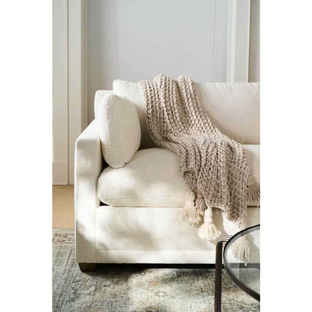 Sylvie 88in Sofa 2-Over-Bench Bone White