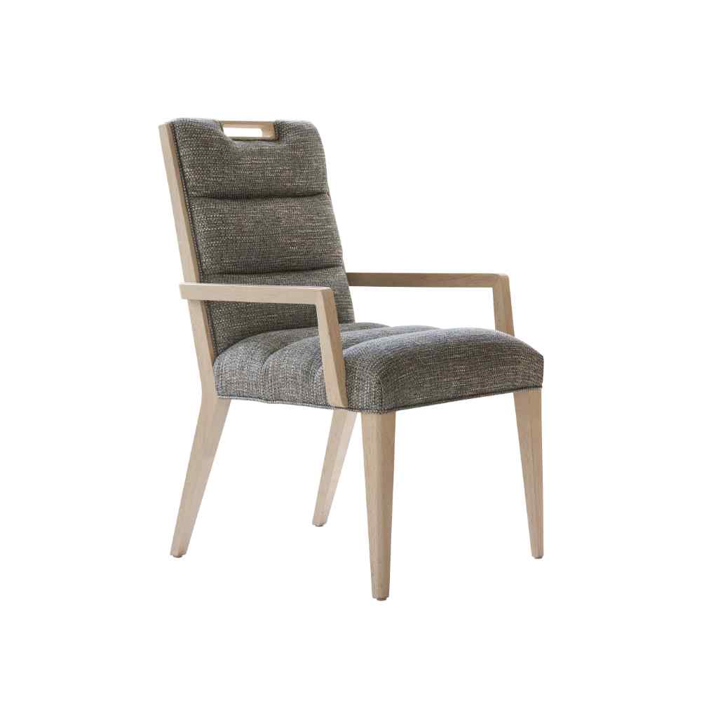 Aiden Channeled Upholstered Arm Chair - Sunset Key Gray