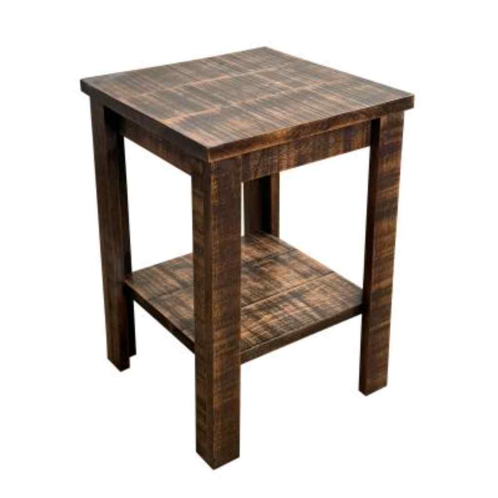 All Rough Sawn 17in. Square End Table Rough Stain