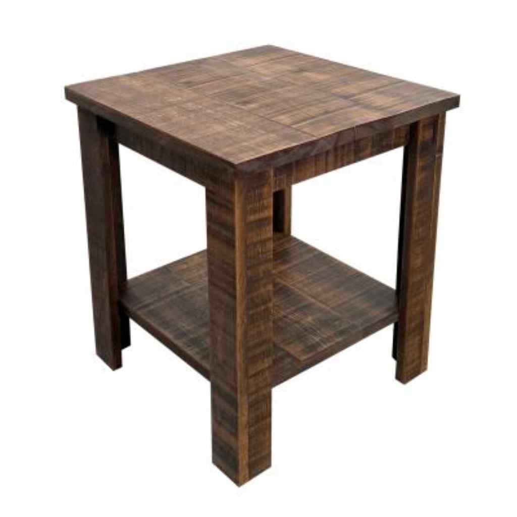 All Rough Sawn 21in. Square End Table Rough Stain
