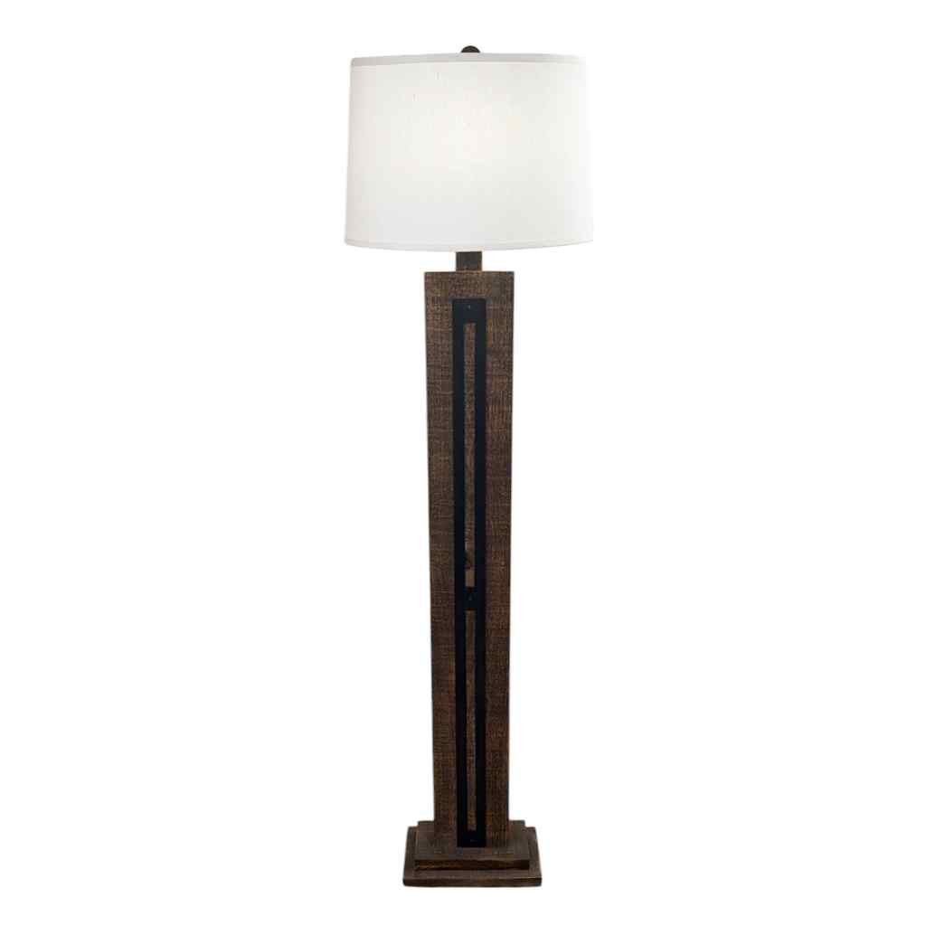 All Rough Sawn Floor Lamp With Kodiak Metal Accent Rough Stain/Kodiak