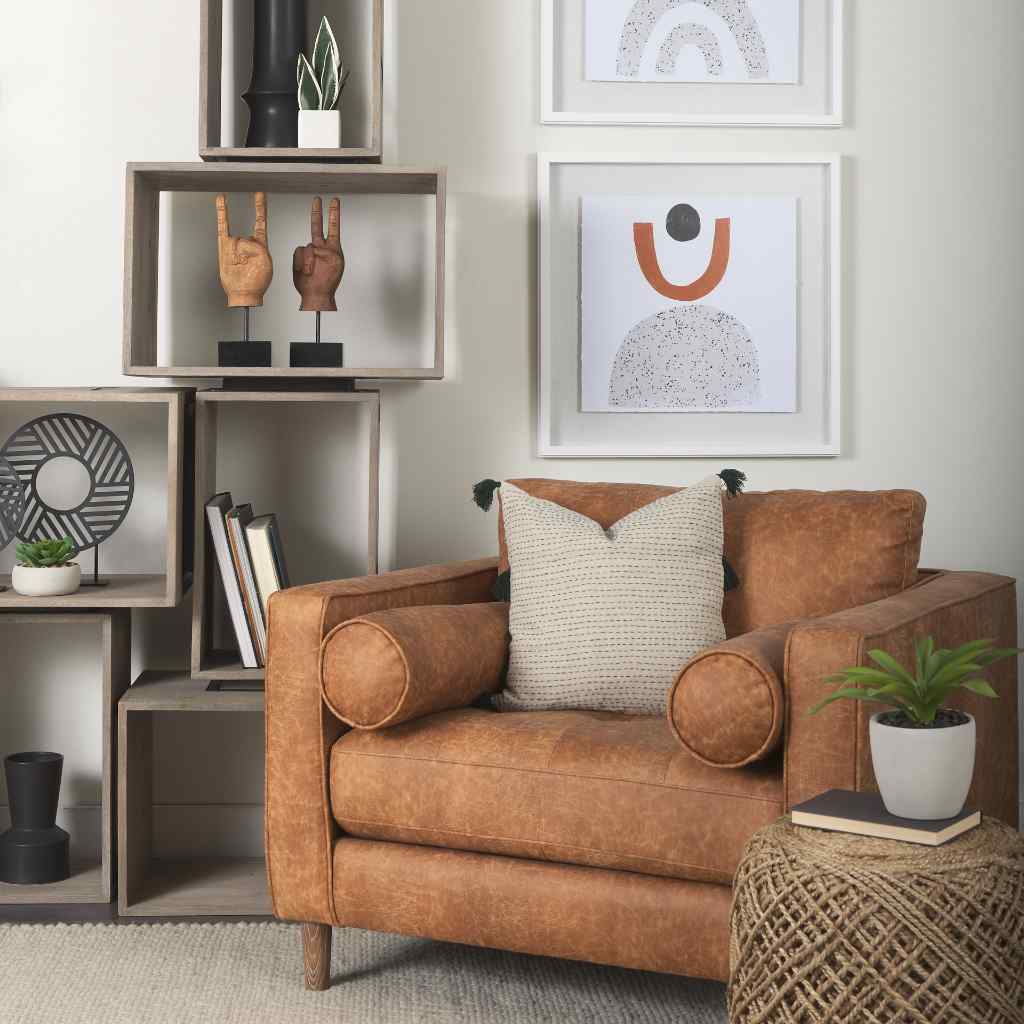 Allium Brown Handwoven Wool Cylindrical Pouf Brown