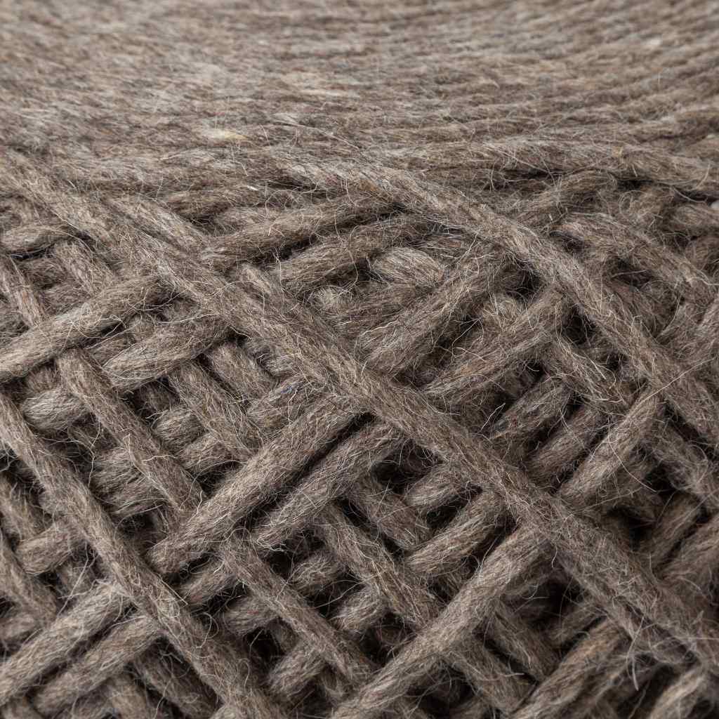 Allium Dark Brown Handwoven Wool Cylindrical Pouf Brown