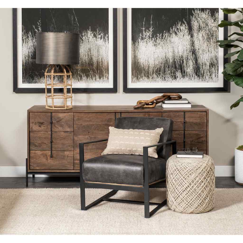 Allium Oatmeal Handwoven Wool Cylindrical Pouf Cream