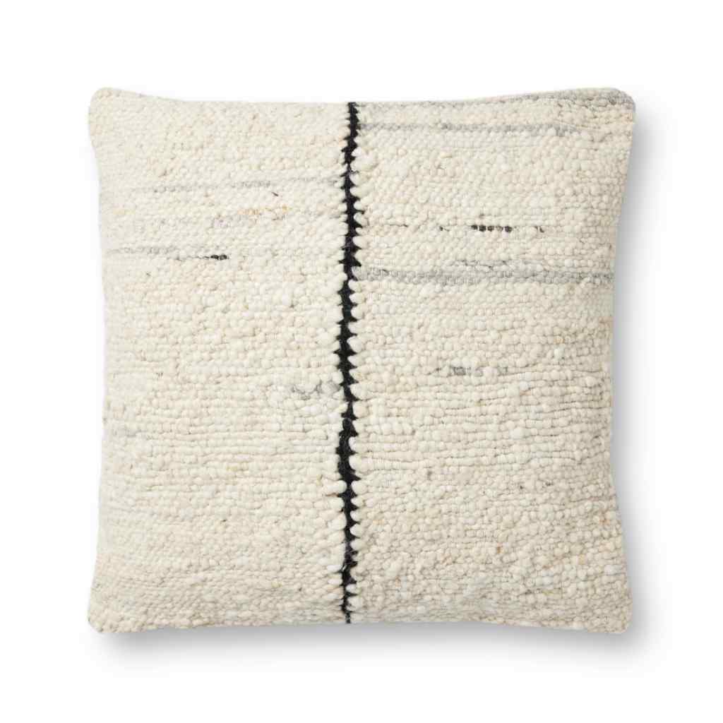 Amber Lewis x Loloi Carla Collection Ivory / Black Pillow PAL0030 Ivory / Black / 22" x 22" Cover w/Down Insert