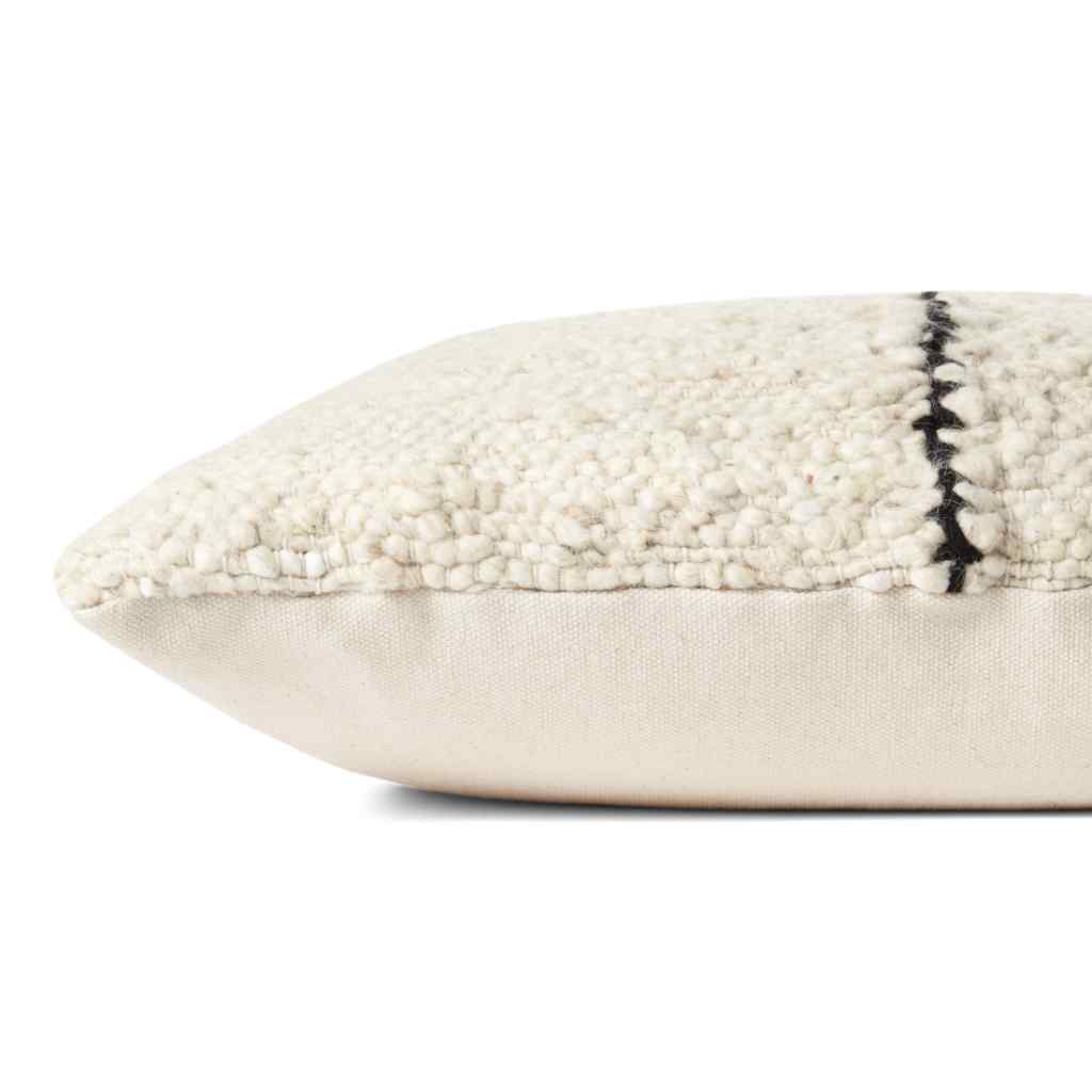 Amber Lewis x Loloi Carla Collection Ivory / Black Pillow PAL0030 Ivory / Black / 22" x 22" Cover w/Down Insert