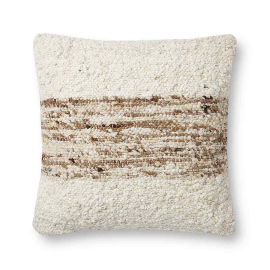 Amber Lewis x Loloi Marie Collection Ivory / Camel Pillow PAL0031 Ivory / Camel / 22" x 22" Cover w/Poly Insert