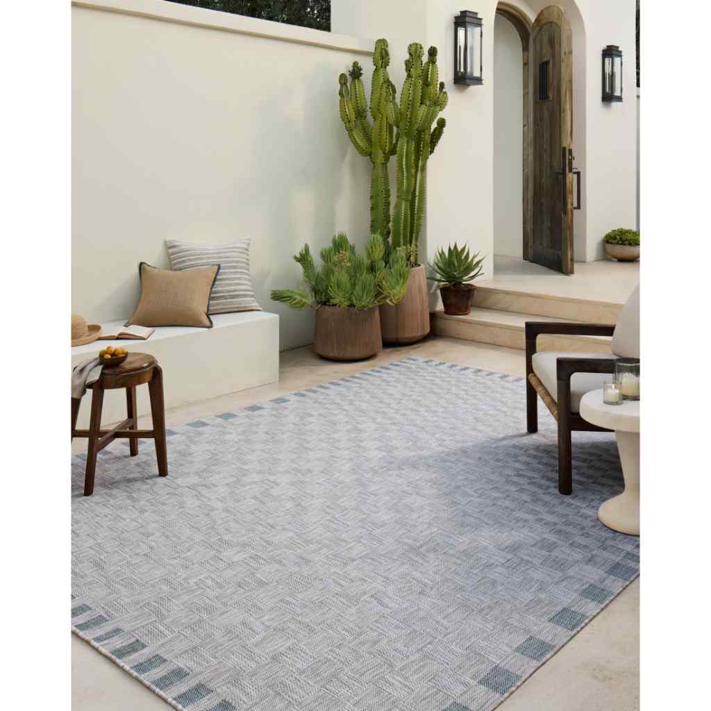 Amber Lewis x Loloi Topanga Collection Silver / Blue Rug TOP-07 Silver / Blue / 18" x 18" Sample