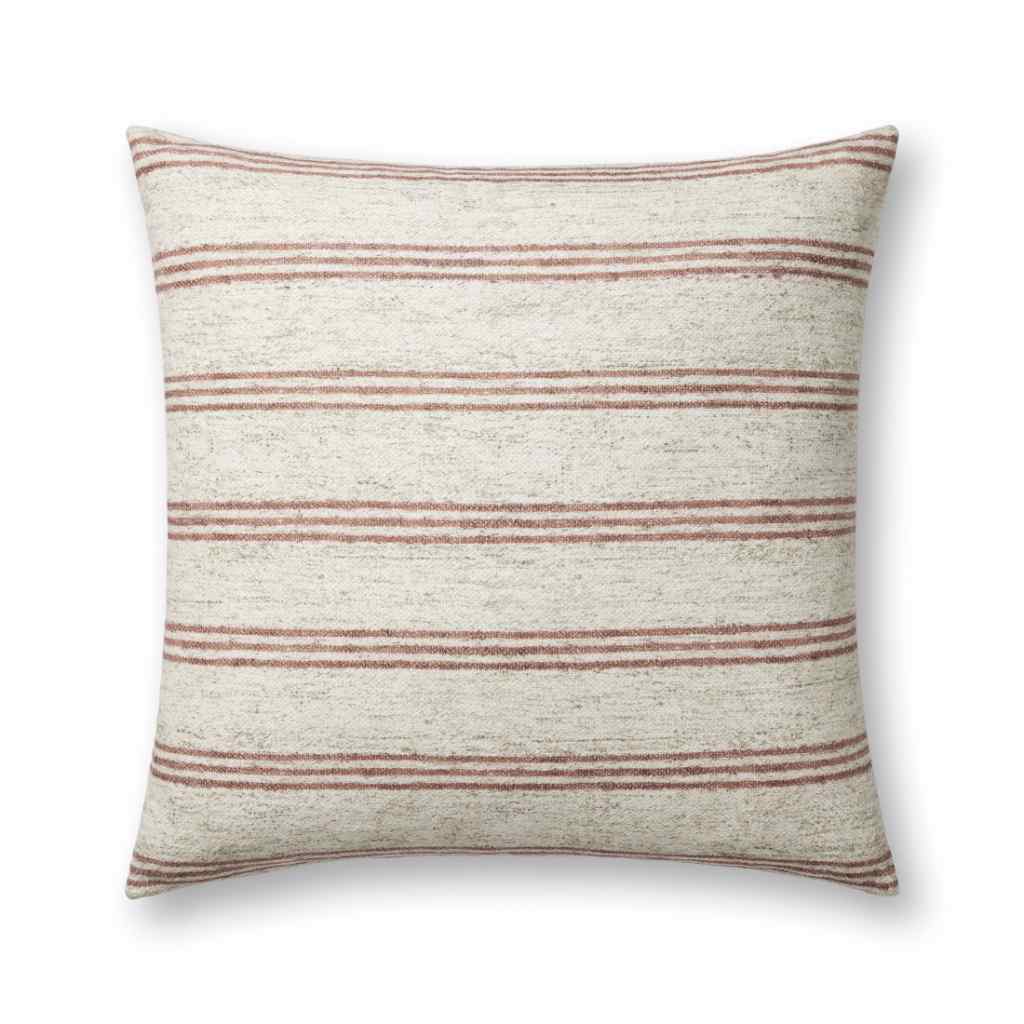 Amber Lewis x Loloi Zephyr Collection Natural / Wine Pillow PAL0040 Natural / Wine / 22" x 22" Cover w/Down Insert